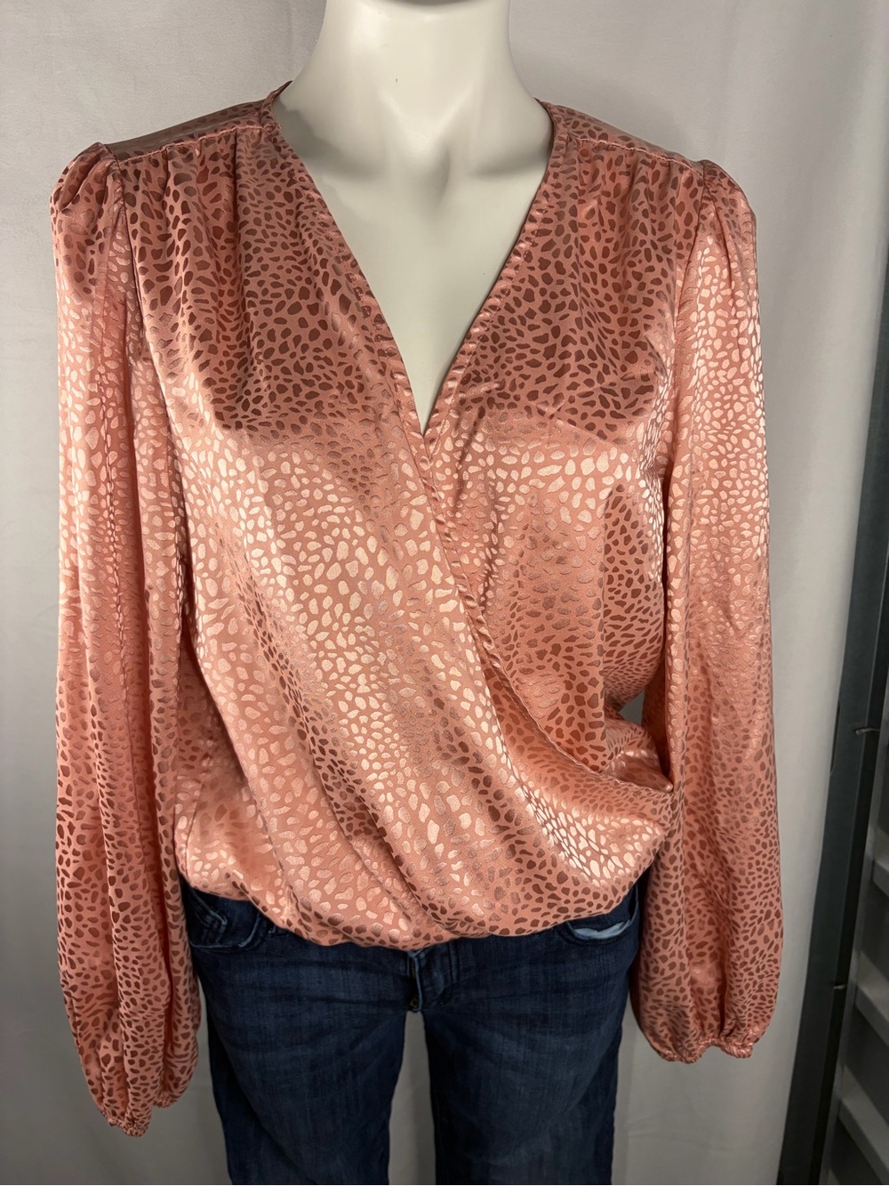 Women's Rose Satin Wrap Blouse